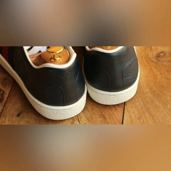 Gucci Ace Blue GG Monogram Leather Sneakers US 9 EU 42 UK 8 Excellent Condition